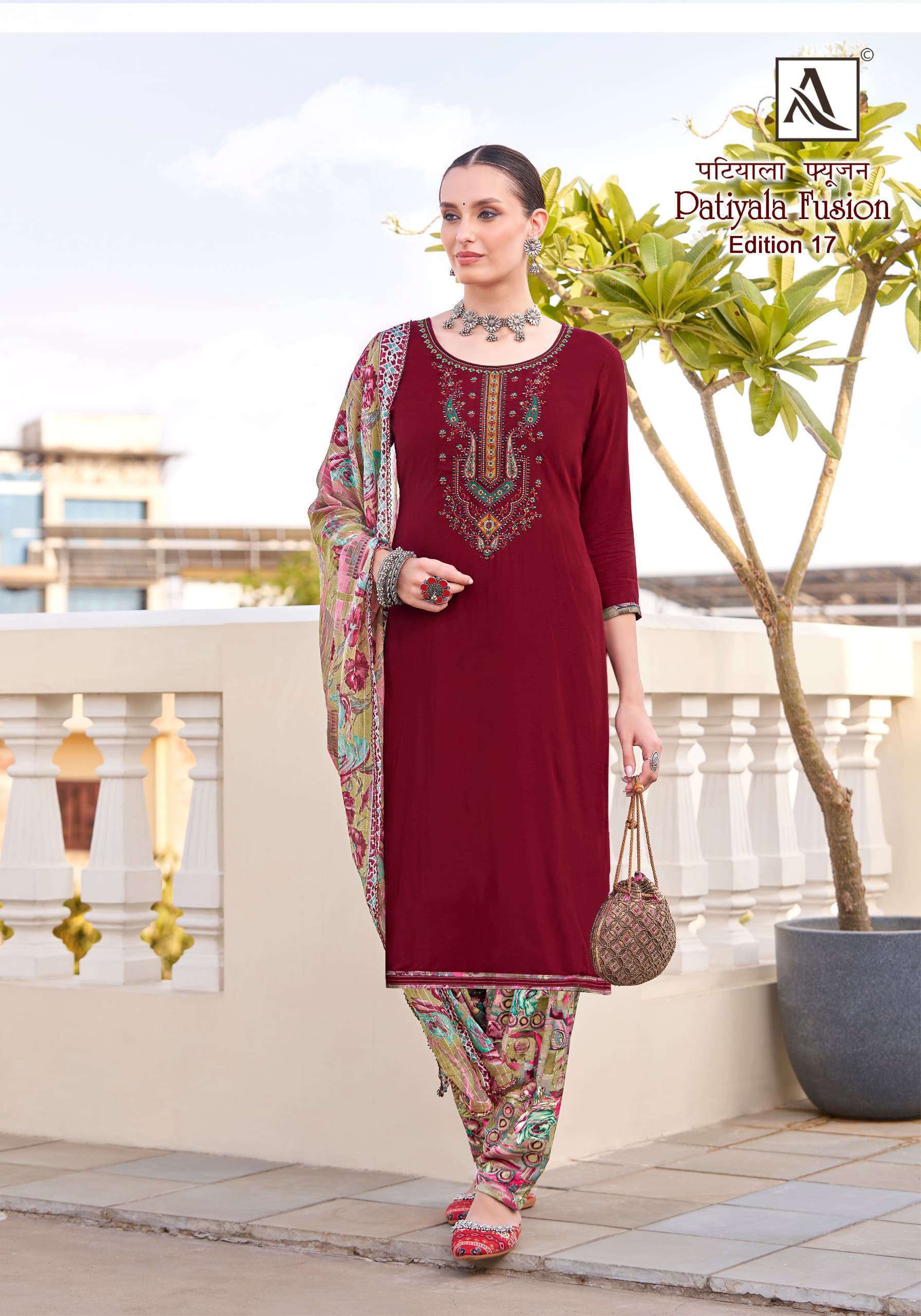 ALOK SUIT PATIYALA FUSION EDITION VOL 17 RAYON SLUB PRINTED SUIT CATALOGUE 2024