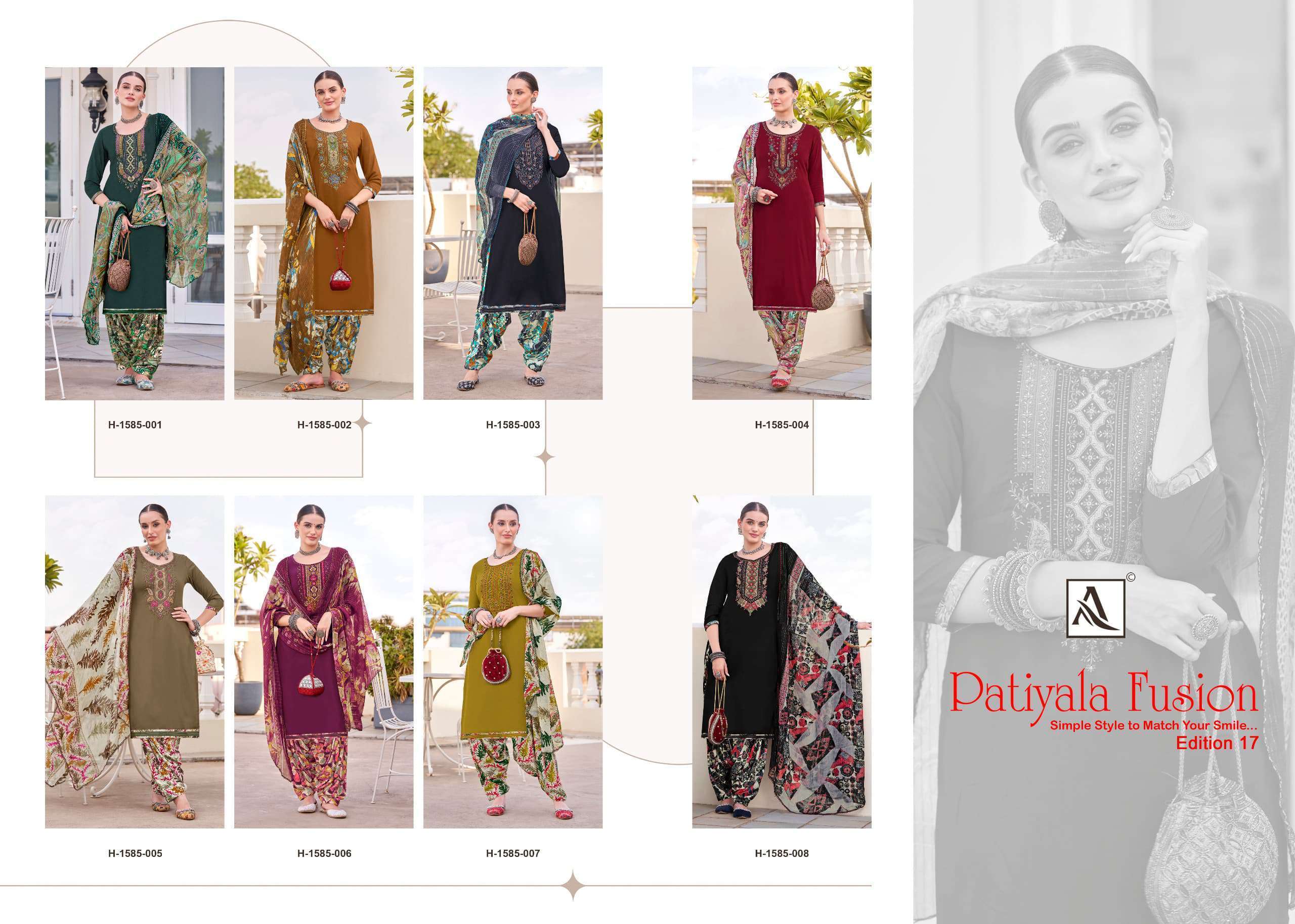 ALOK SUIT PATIYALA FUSION EDITION VOL 17 RAYON SLUB PRINTED SUIT CATALOGUE 2024