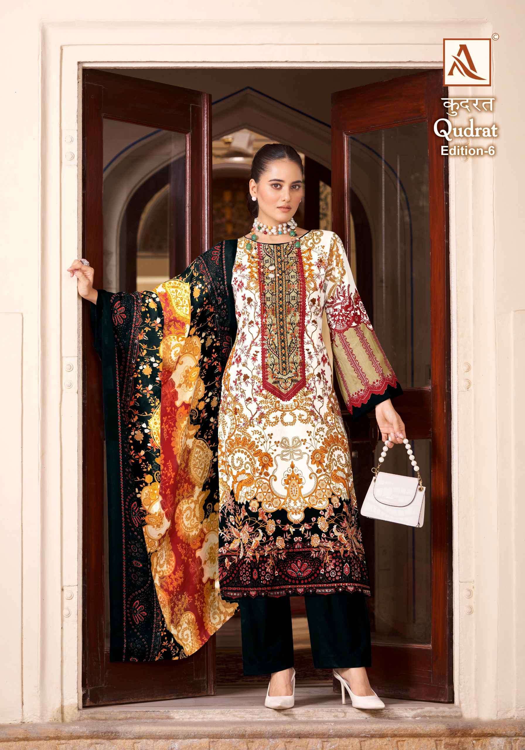 ALOK SUIT QUDRAT EDITION 6 DIGITAL PAKISTANI PRINT CATALOGUE WHOLESALE PRICE SURAT 2024