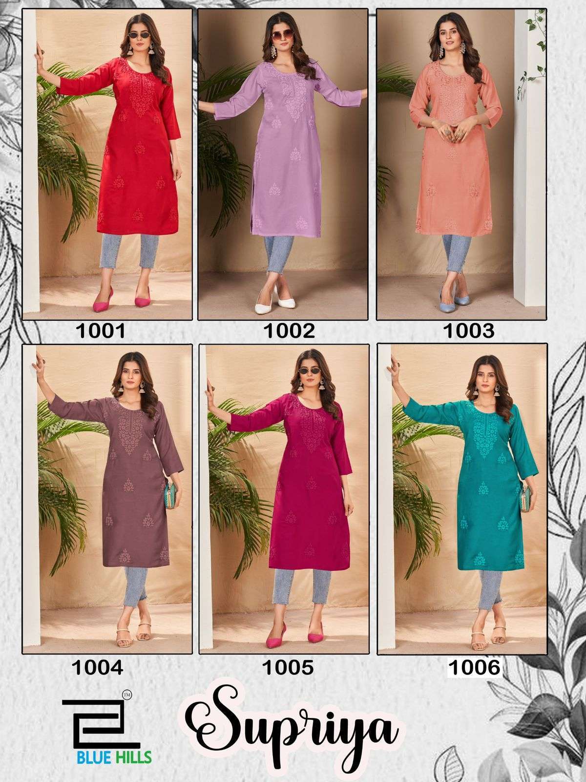 BLUE HILLS SUPRIYA FANCY CHIKEN WORK KURTI CATALOGUE SUPPLIER IN SURAT 2024