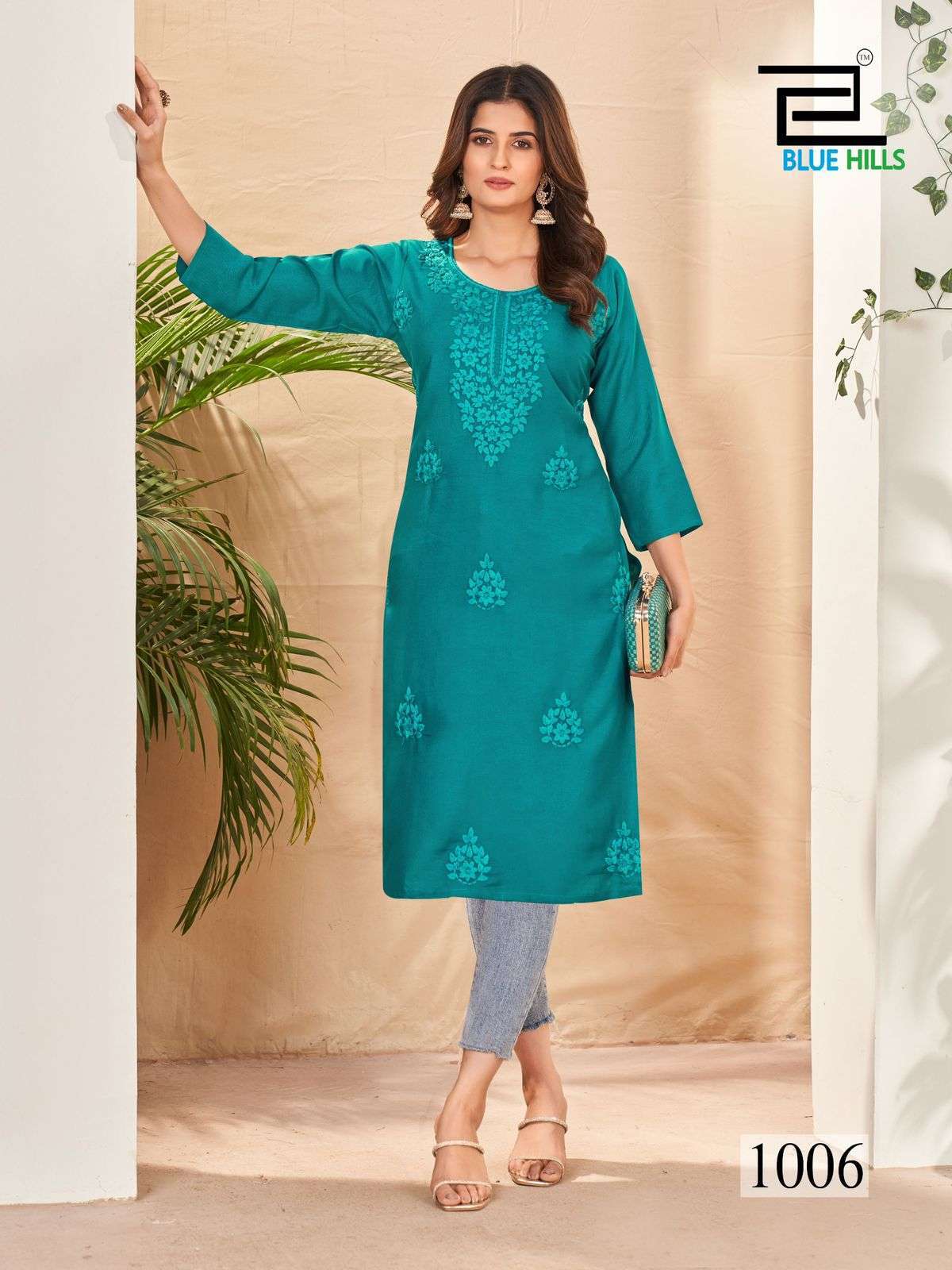 BLUE HILLS SUPRIYA FANCY CHIKEN WORK KURTI CATALOGUE SUPPLIER IN SURAT 2024