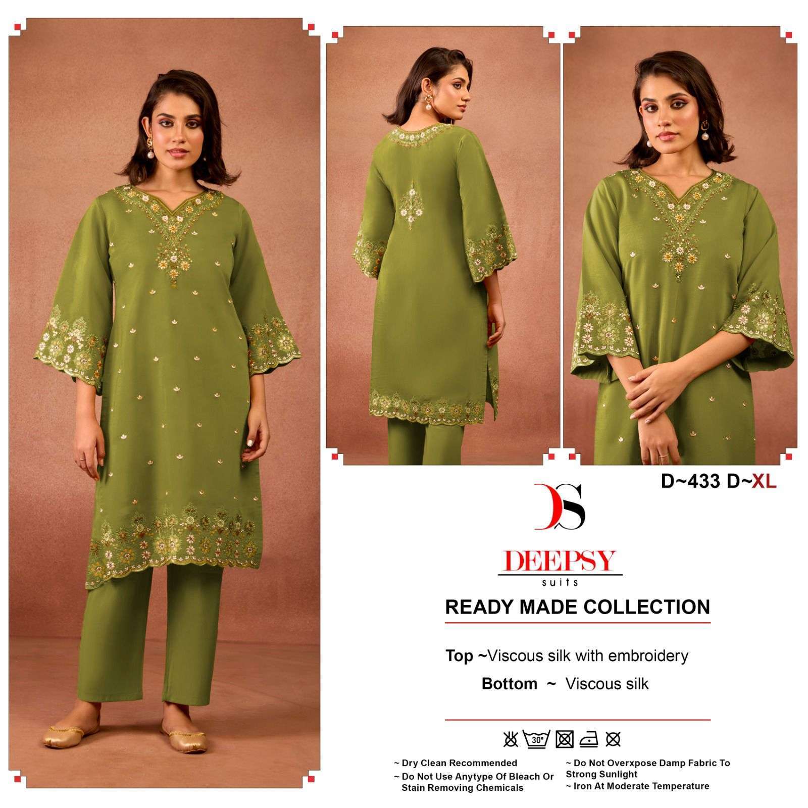 DEEPSY D 433 COLORS DESIGNER WORK SILK SILK KURTI PANT PAKISTANI COLLECTION WHOLESALE SUPPLIER