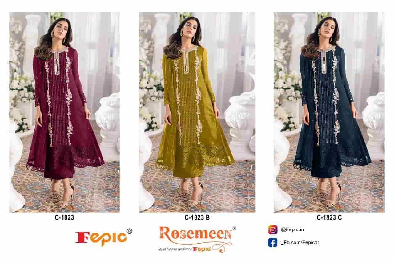 FEPIC C 1823 COLORS PAKISTANI DESIGNER EMBROIDERY SUIT WHOLESALE PRICE SURAT