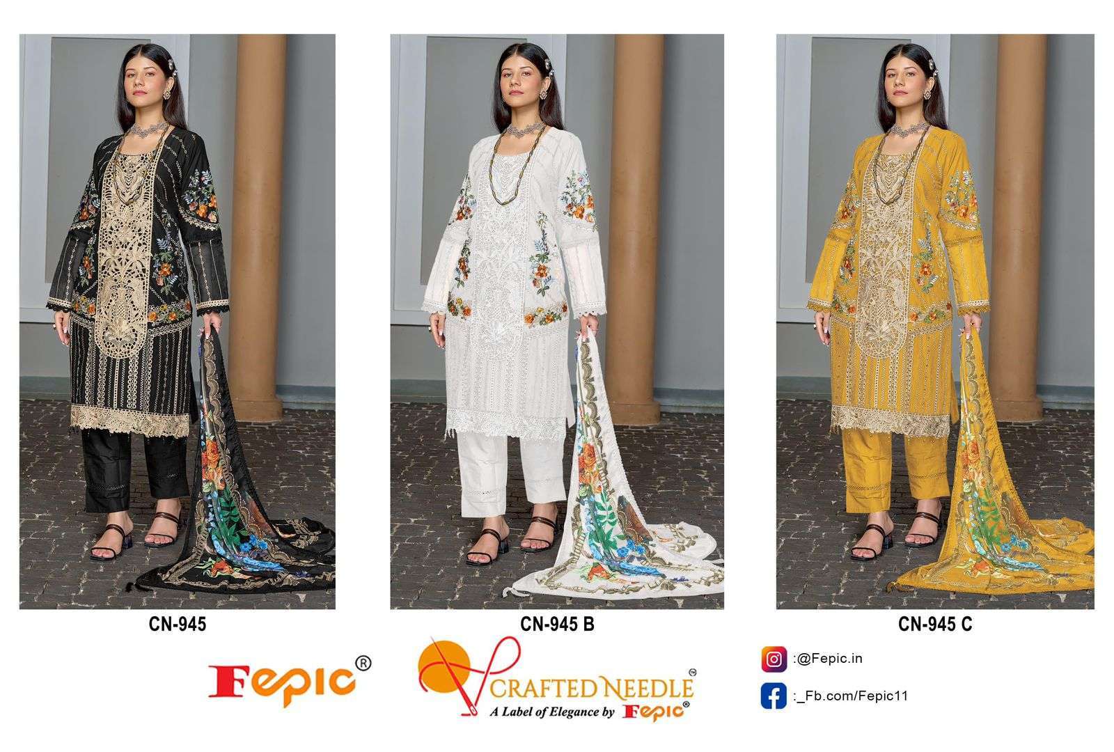 FEPIC CN 945 COLORS READYMADE DESIGNER PAKISTANI COTTON SUIT SUPPLIER IN SURAT 2024
