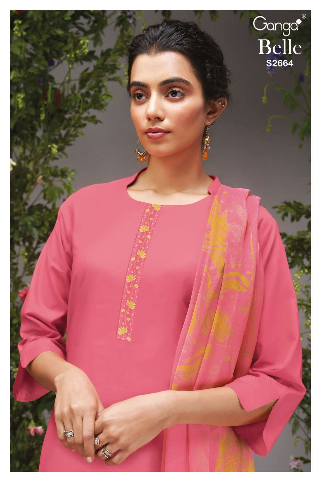 GANGA FASHION BELLE 2664 UNSTITCH GANGA SUIT CATALOGUE WHOLESALER IN SURAT 2024
