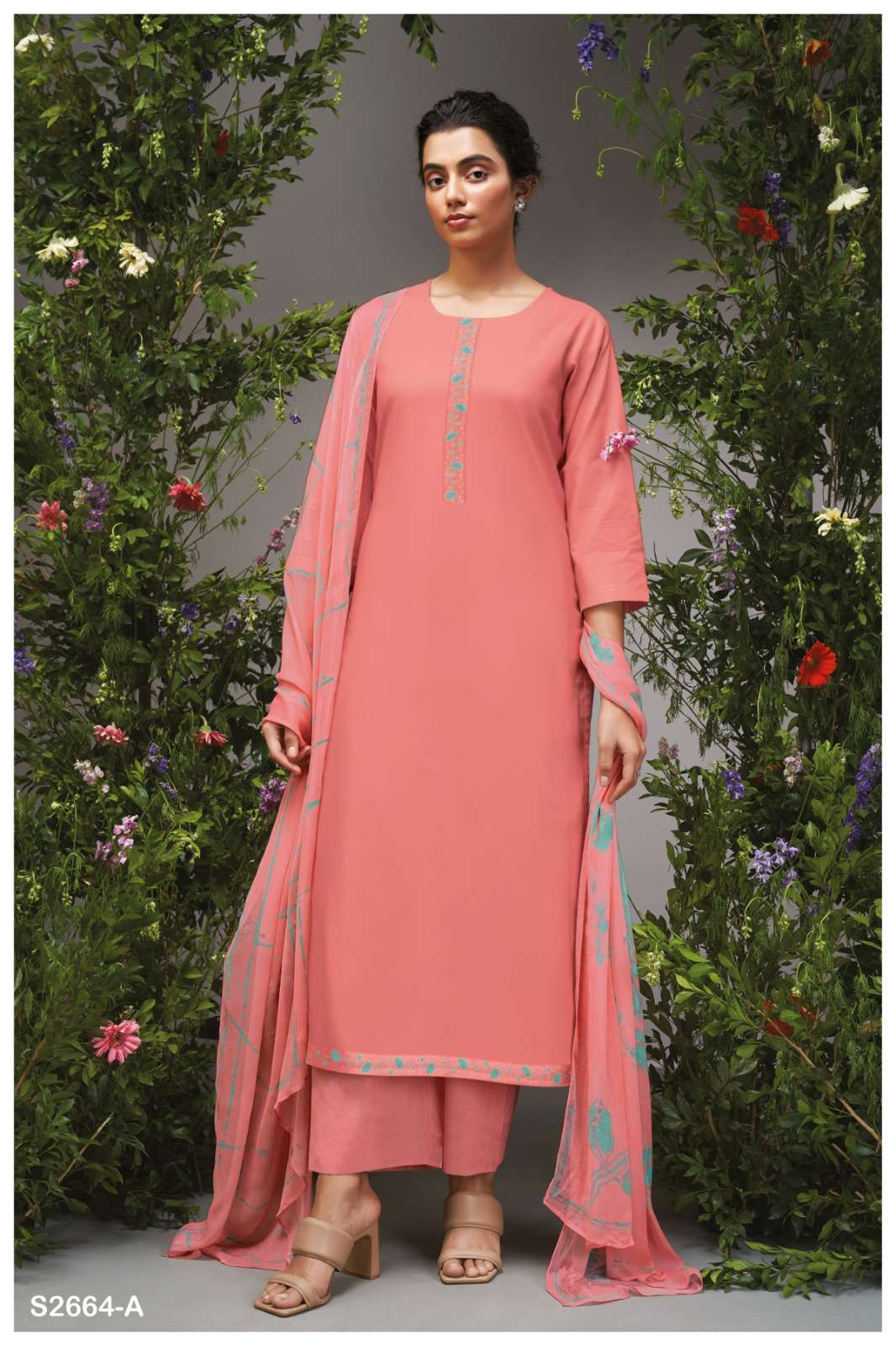 GANGA FASHION BELLE 2664 UNSTITCH GANGA SUIT CATALOGUE WHOLESALER IN SURAT 2024