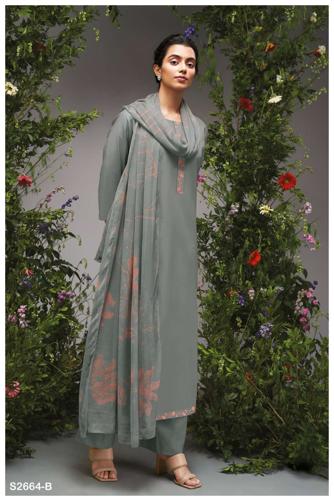 GANGA FASHION BELLE 2664 UNSTITCH GANGA SUIT CATALOGUE WHOLESALER IN SURAT 2024