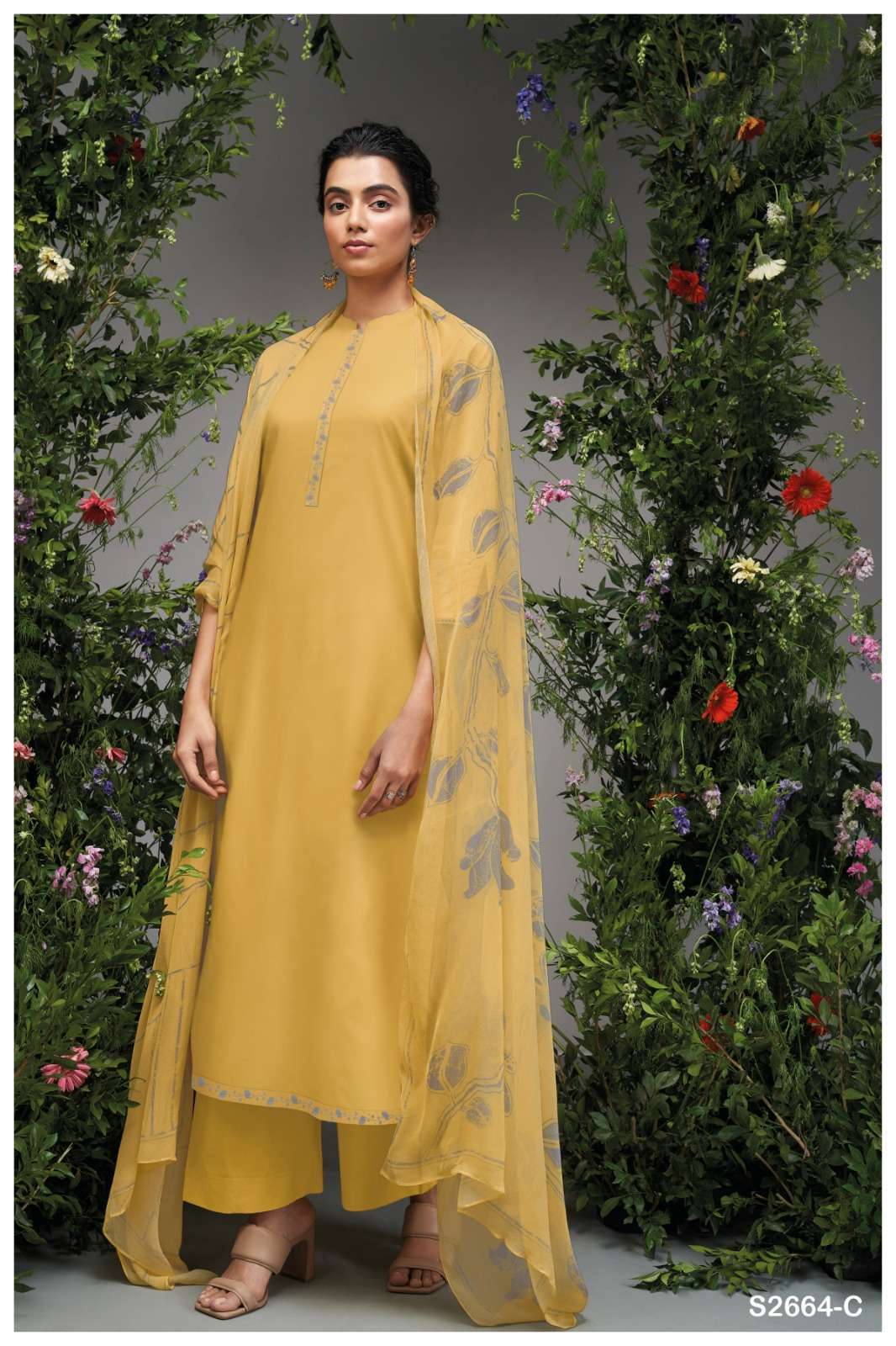GANGA FASHION BELLE 2664 UNSTITCH GANGA SUIT CATALOGUE WHOLESALER IN SURAT 2024
