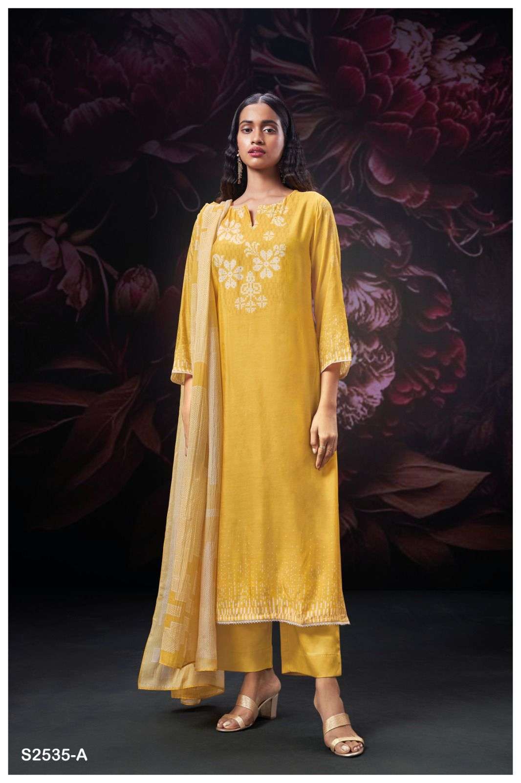 GANGA FASHION HUVISHKA 2535 BEMBERG SILK LADIES SUIT CATALOGUE WHOLESALE PRICE 2024