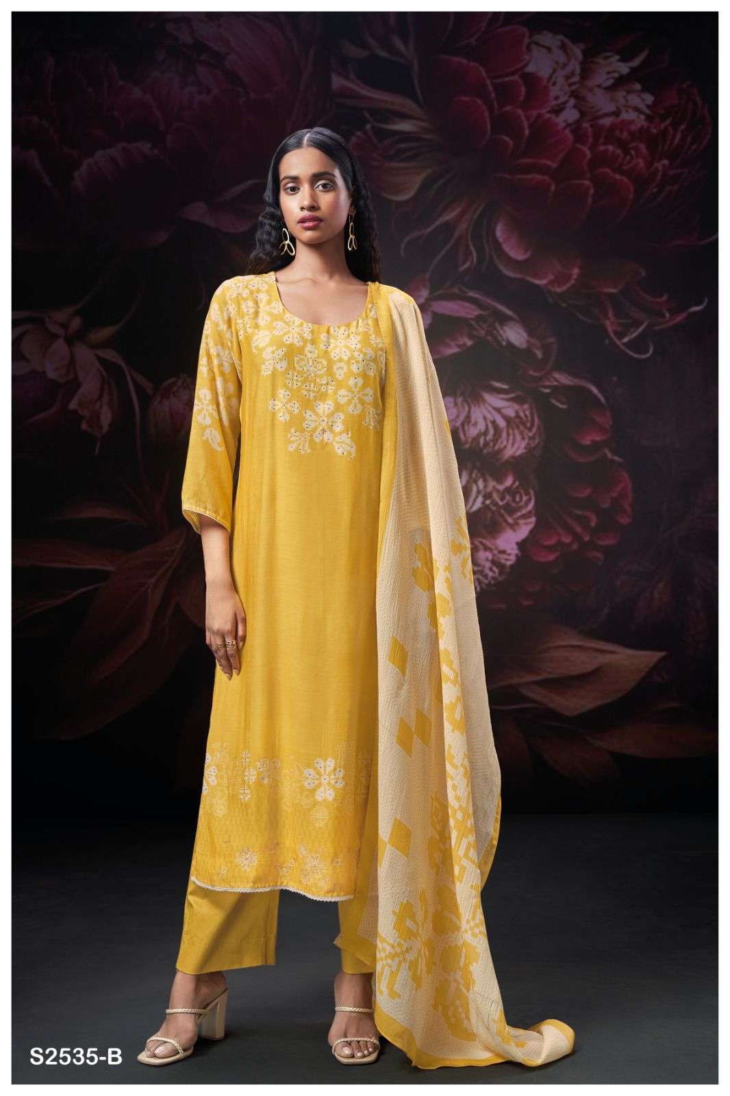 GANGA FASHION HUVISHKA 2535 BEMBERG SILK LADIES SUIT CATALOGUE WHOLESALE PRICE 2024