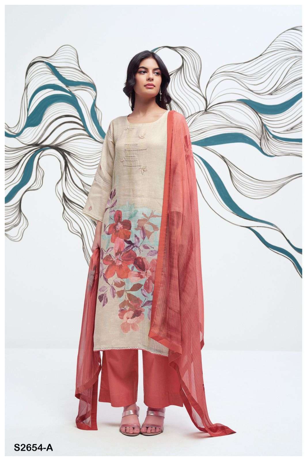 GANGA WINONA 2654 LINEN SUIT CATALOGUE WHOLESALE PRICE SURAT 2024
