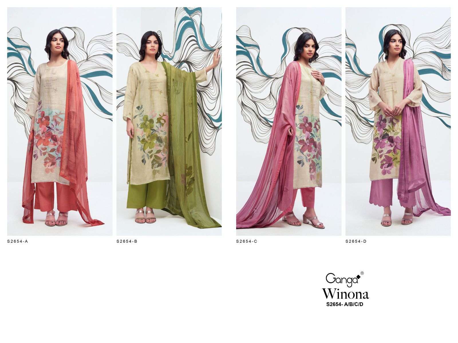 GANGA WINONA 2654 LINEN SUIT CATALOGUE WHOLESALE PRICE SURAT 2024