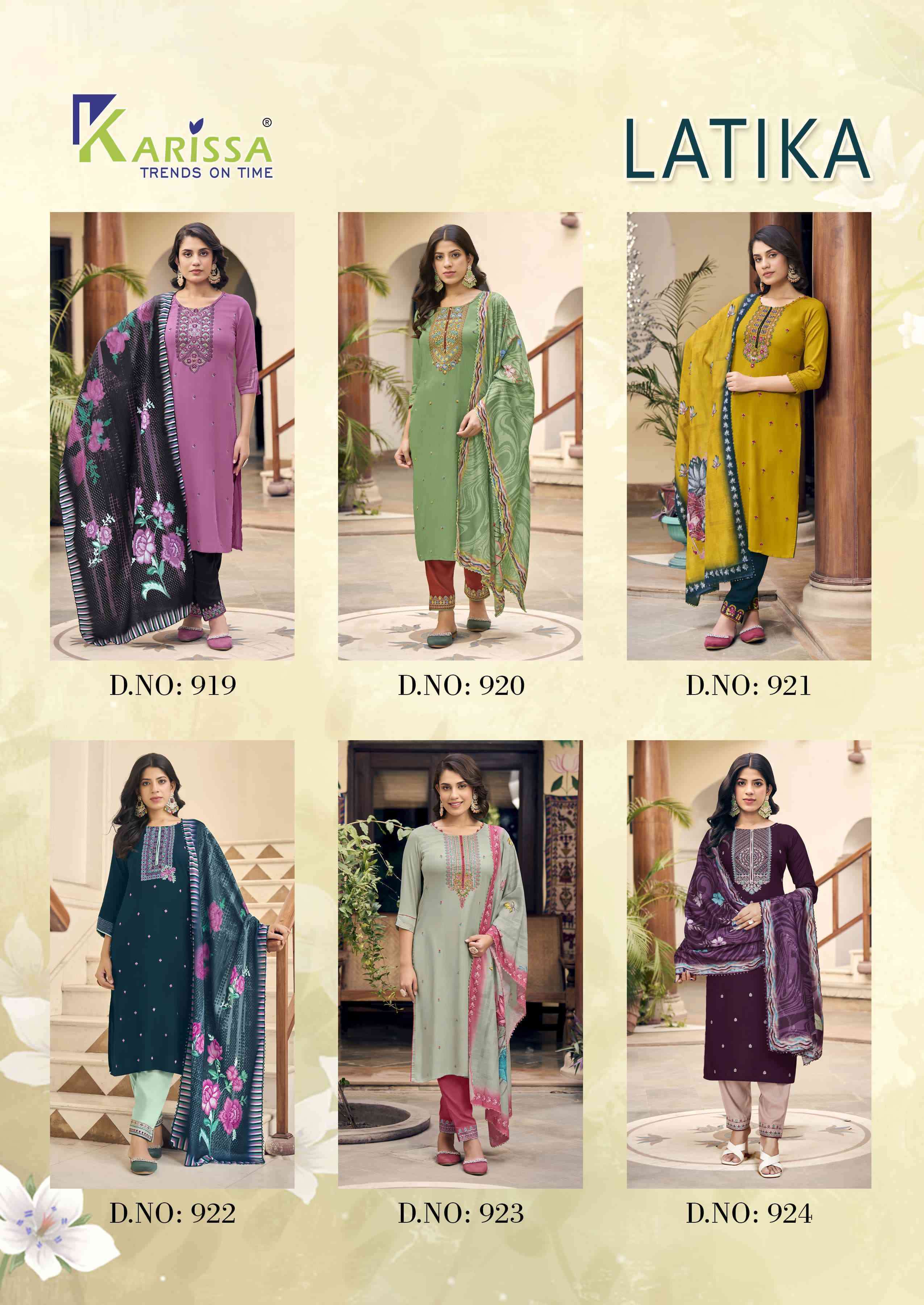 KARISSA LATIKA FANCY KURTI PANT DUPATTA LATEST CATALOGUE WHOLESALE PRICE SURAT 2024