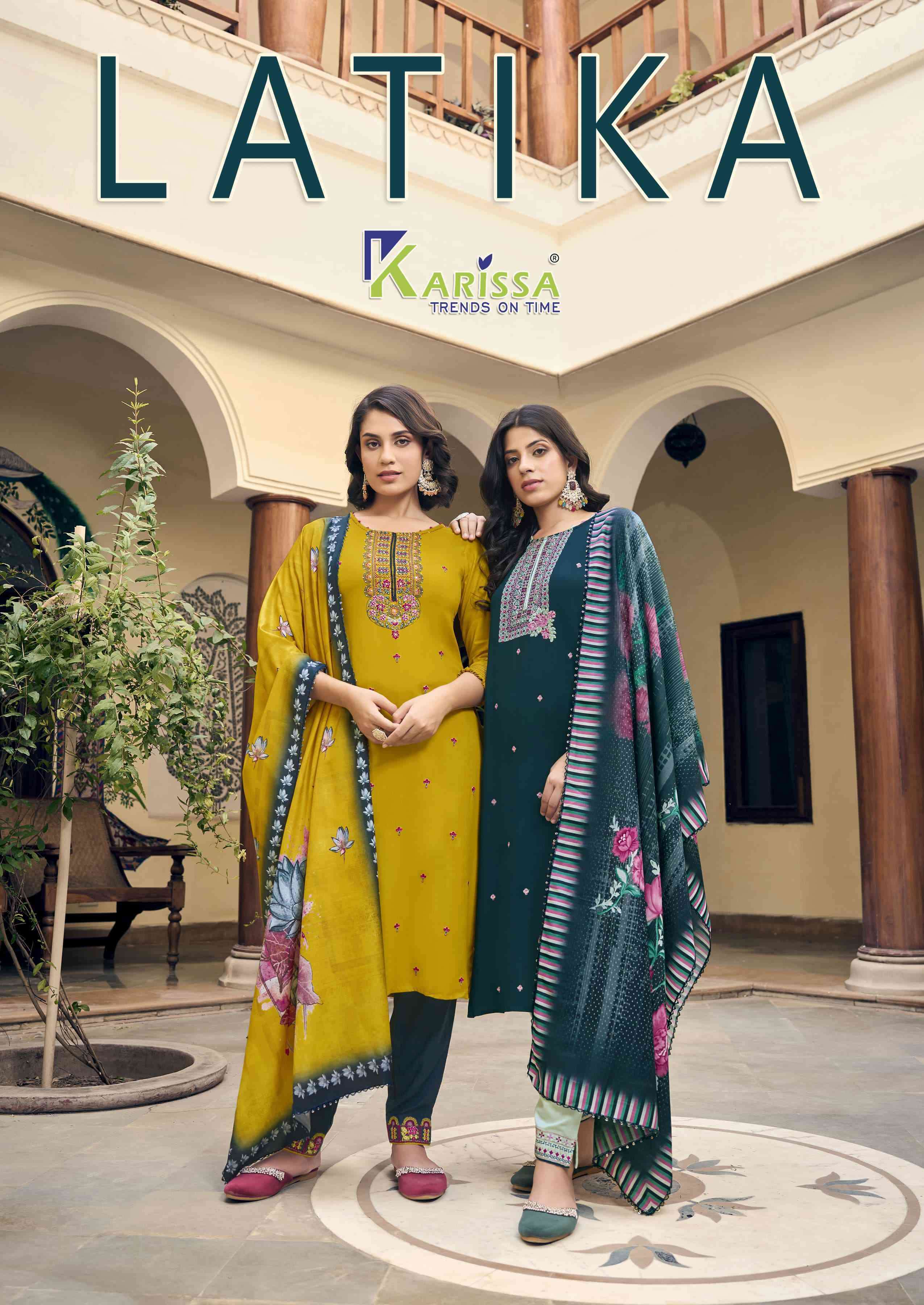 KARISSA LATIKA FANCY KURTI PANT DUPATTA LATEST CATALOGUE WHOLESALE PRICE SURAT 2024