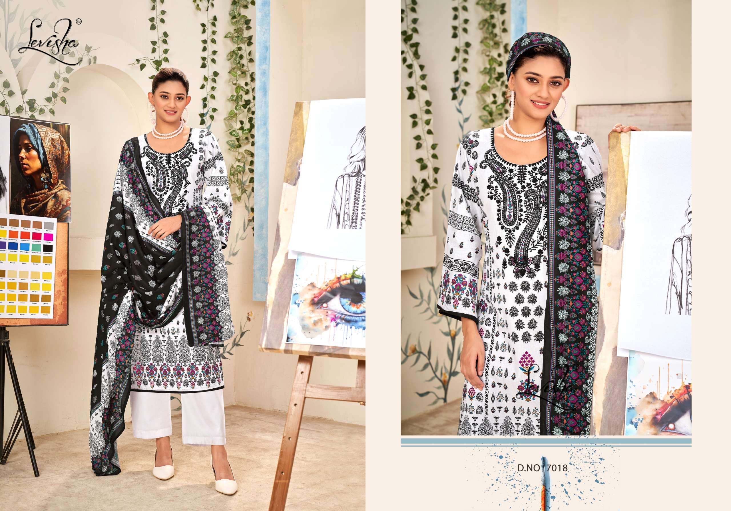 LEVISHA NAIRA NX VOL 7 BLACK AND WHITE PAKISTANI PRINT SUIT CATALOGUE WHOLESALE PRICE