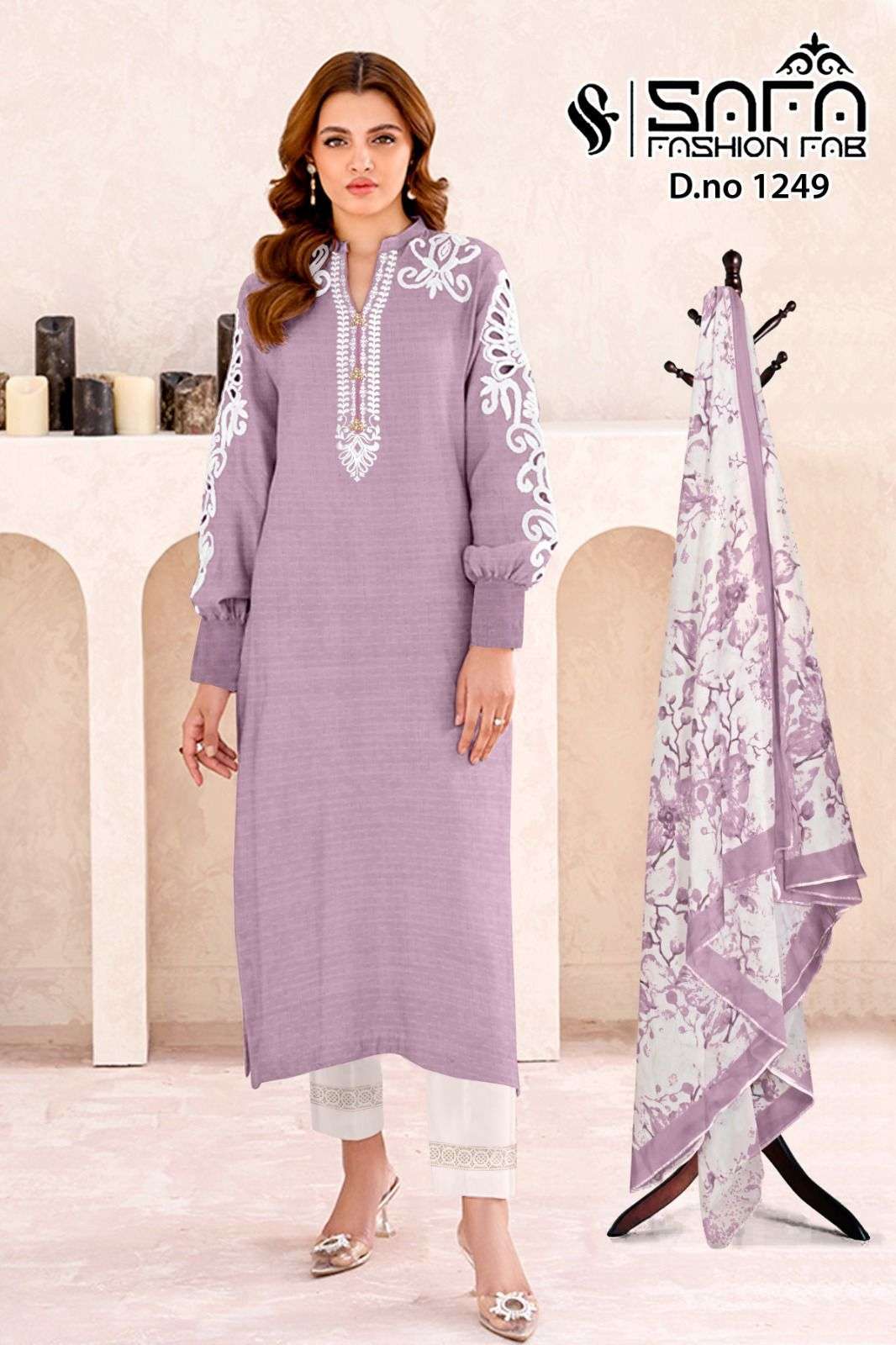 SAFA FASHION FAB 1249 KURTI PANT DUPATTA NEW DESIGN SALWER SUIT COLLECTION WHOLESALER