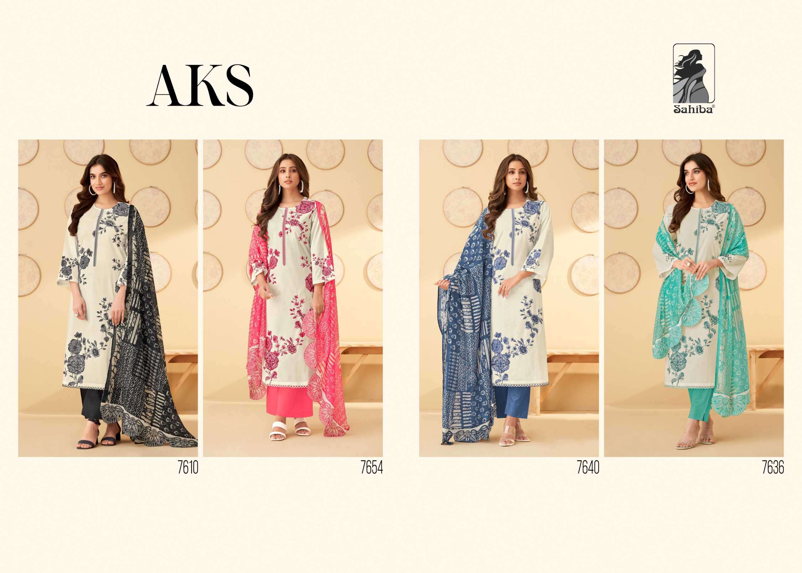 SAHIBA AKS LAWN COTTON SALWER KAMEEZ CATALOGUE WHOLESALE PRICE SURAT 2024