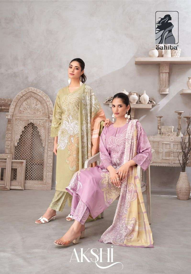 SAHIBA AKSHI DESIGNER EMBROIDERY WORK COTTON SUIT CATALOGUE 2024