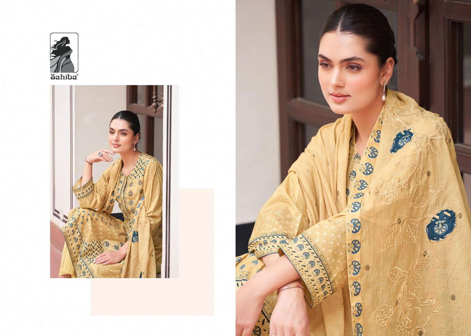 SAHIBA NILGAR PURE COTTON LAWN HANDWORK DRESS CATALOG EXPORTER IN SURAT 2024