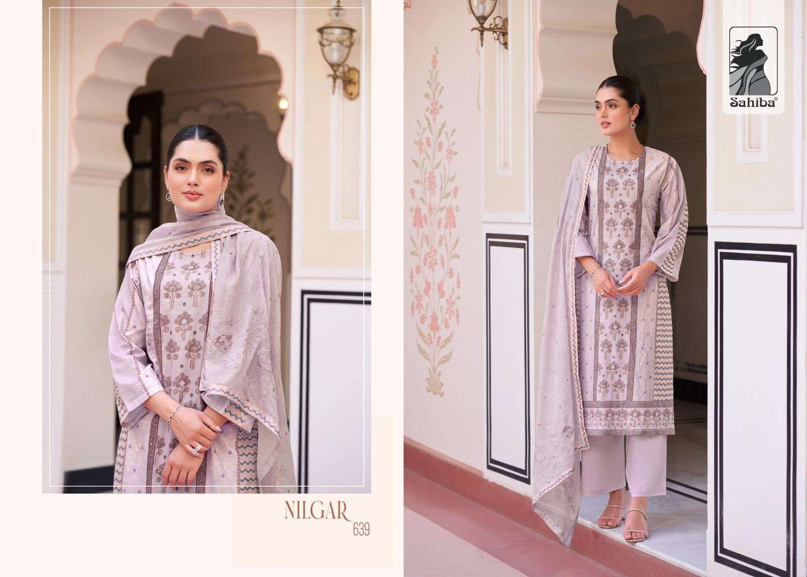 SAHIBA NILGAR PURE COTTON LAWN HANDWORK DRESS CATALOG EXPORTER IN SURAT 2024