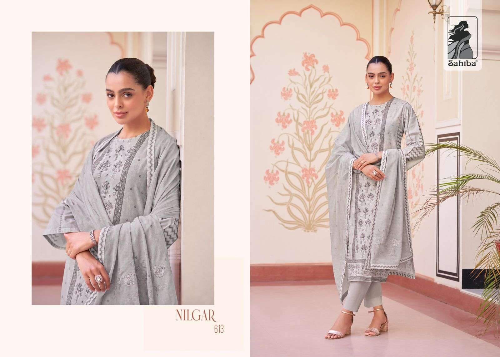 SAHIBA NILGAR PURE COTTON LAWN HANDWORK DRESS CATALOG EXPORTER IN SURAT 2024