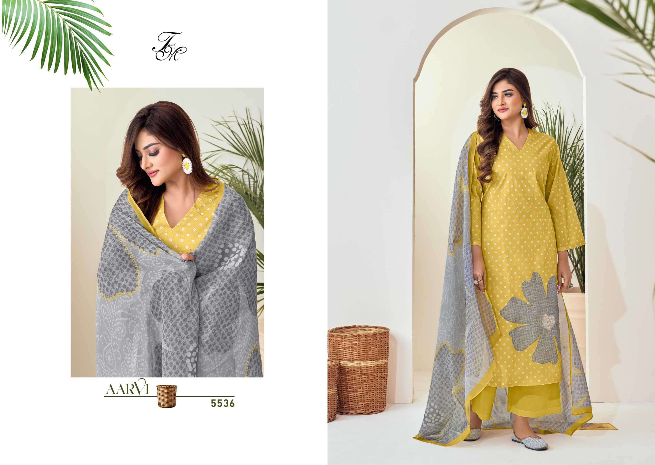 T AND M DESIGNER AARVI FANCY ORGANDY SUIT CATALOG WHOLESALE PRICE 