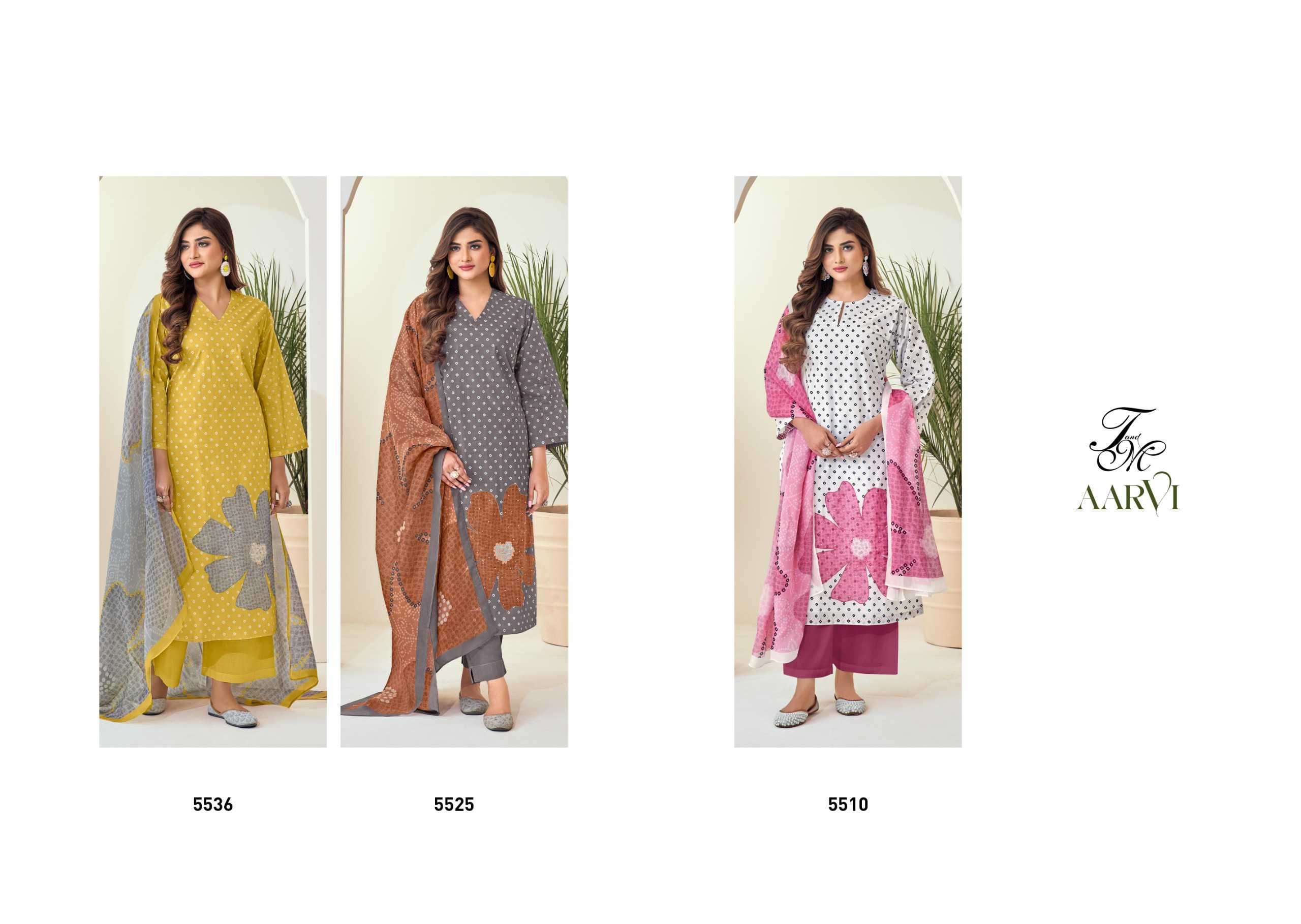T AND M DESIGNER AARVI FANCY ORGANDY SUIT CATALOG WHOLESALE PRICE 