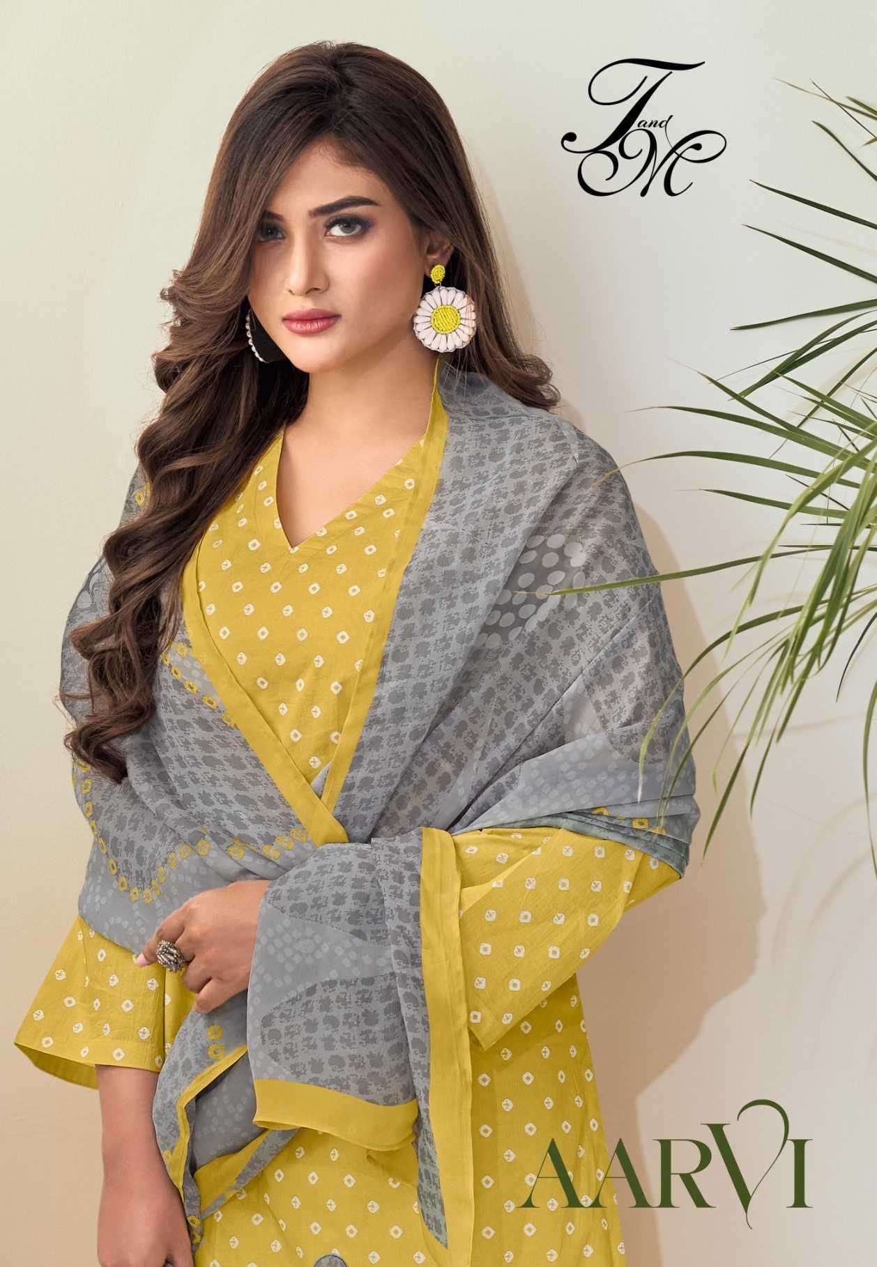 T AND M DESIGNER AARVI FANCY ORGANDY SUIT CATALOG WHOLESALE PRICE 