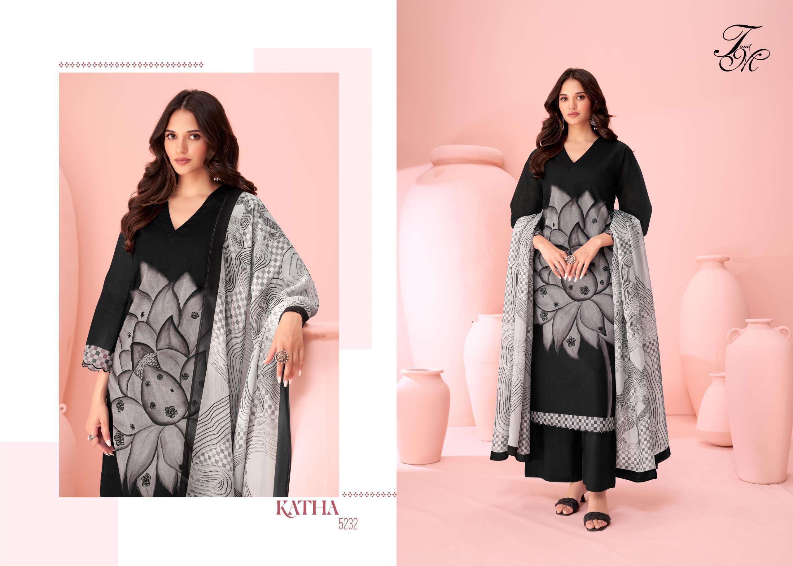 T AND M DESIGNER KATHA LATEST DESIGNER ORGANDY SUIT CATALOGUE WHOLESALE PRICE 