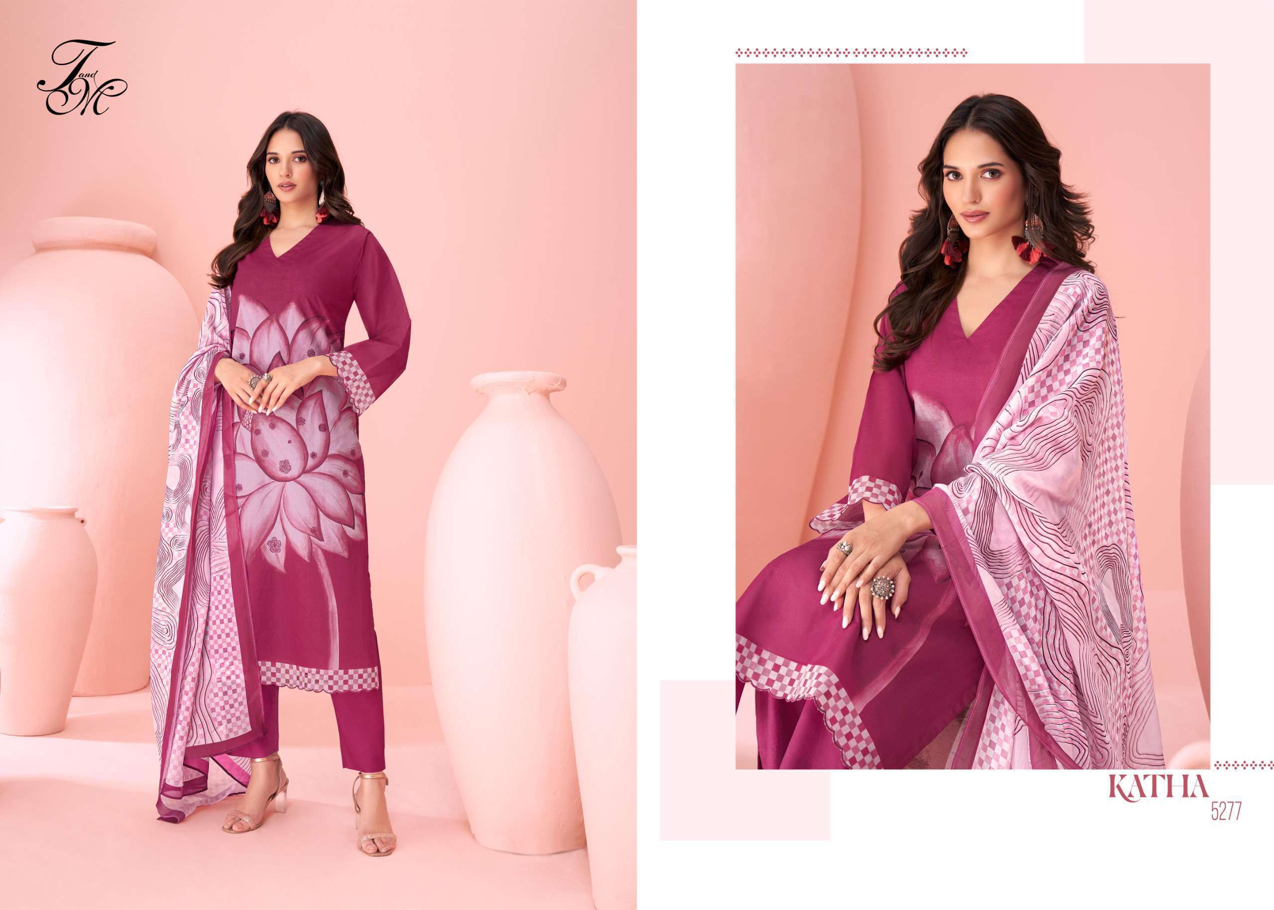 T AND M DESIGNER KATHA LATEST DESIGNER ORGANDY SUIT CATALOGUE WHOLESALE PRICE 