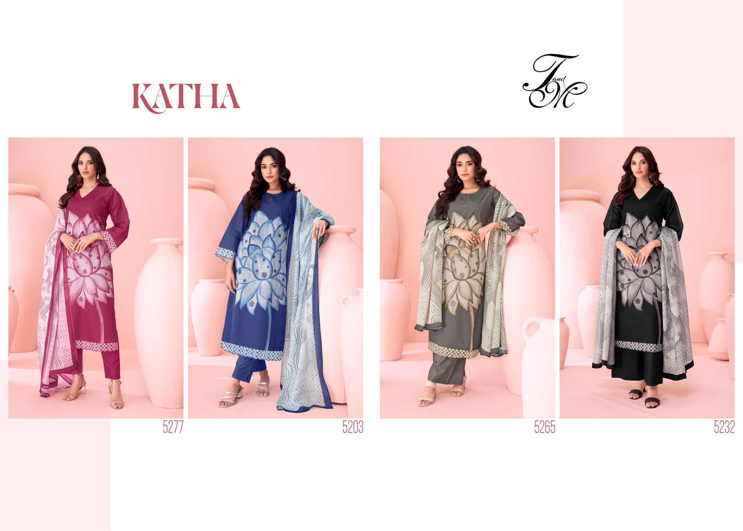 T AND M DESIGNER KATHA LATEST DESIGNER ORGANDY SUIT CATALOGUE WHOLESALE PRICE 