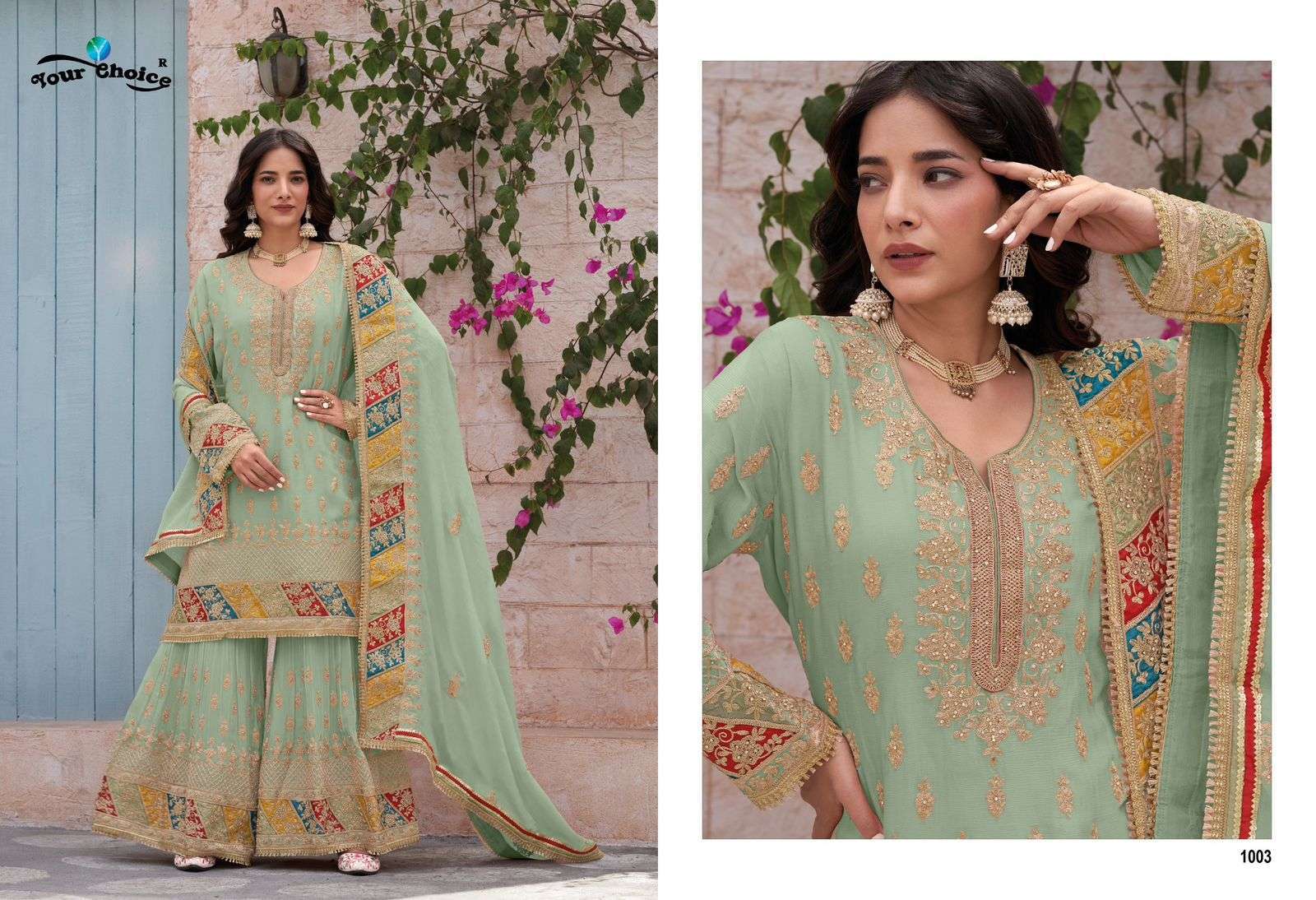 YOUR CHOICE ORBIT LATEST DESIGNER GHARARA DRESS CATALOG WHOLESALER IN SURAT 