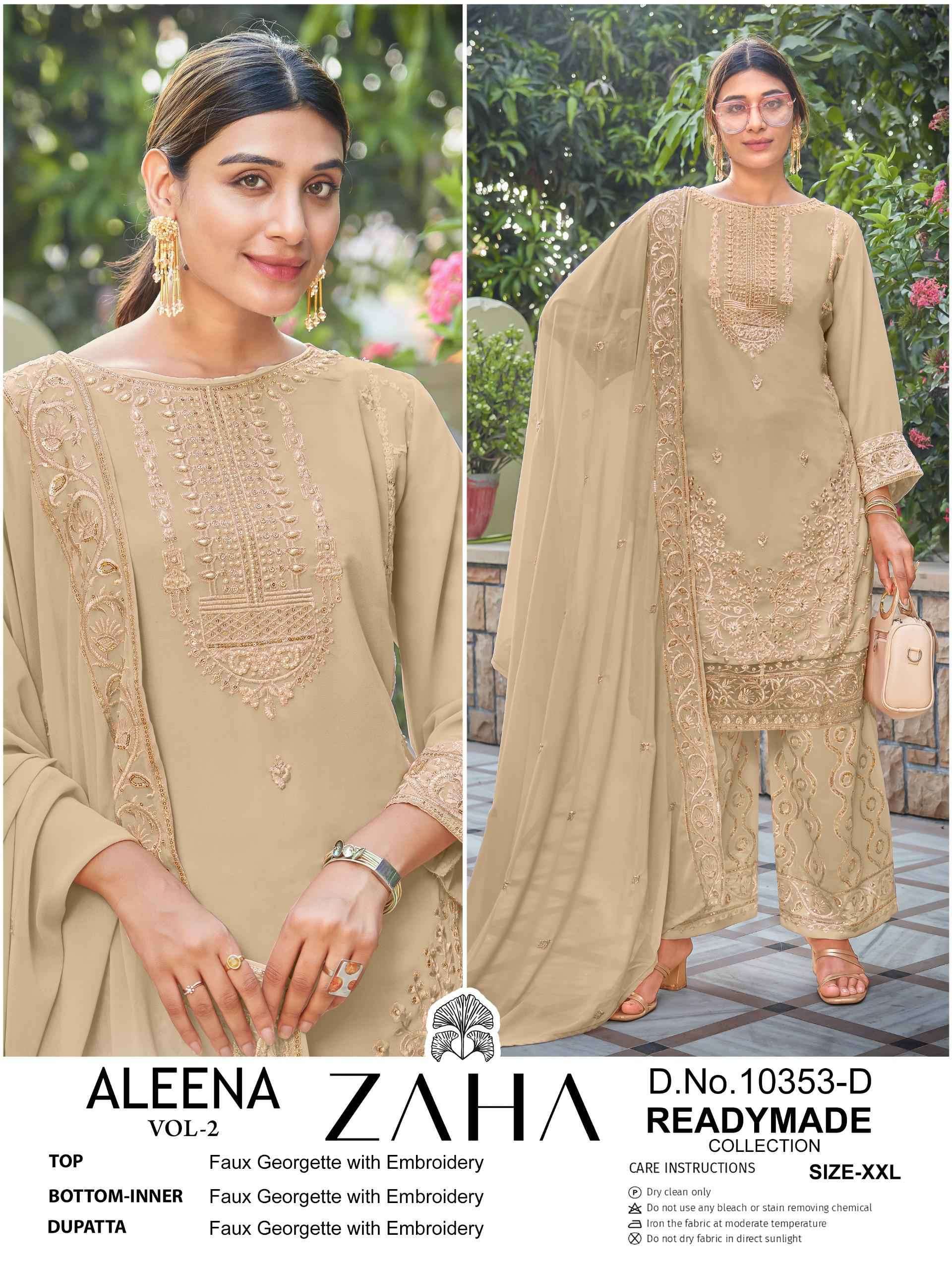 ZAHA ALEENA VOL 2 10353 COLORS DESIGNER READYMADE PAKISTANI SUIT SUPPLIER IN SURAT 