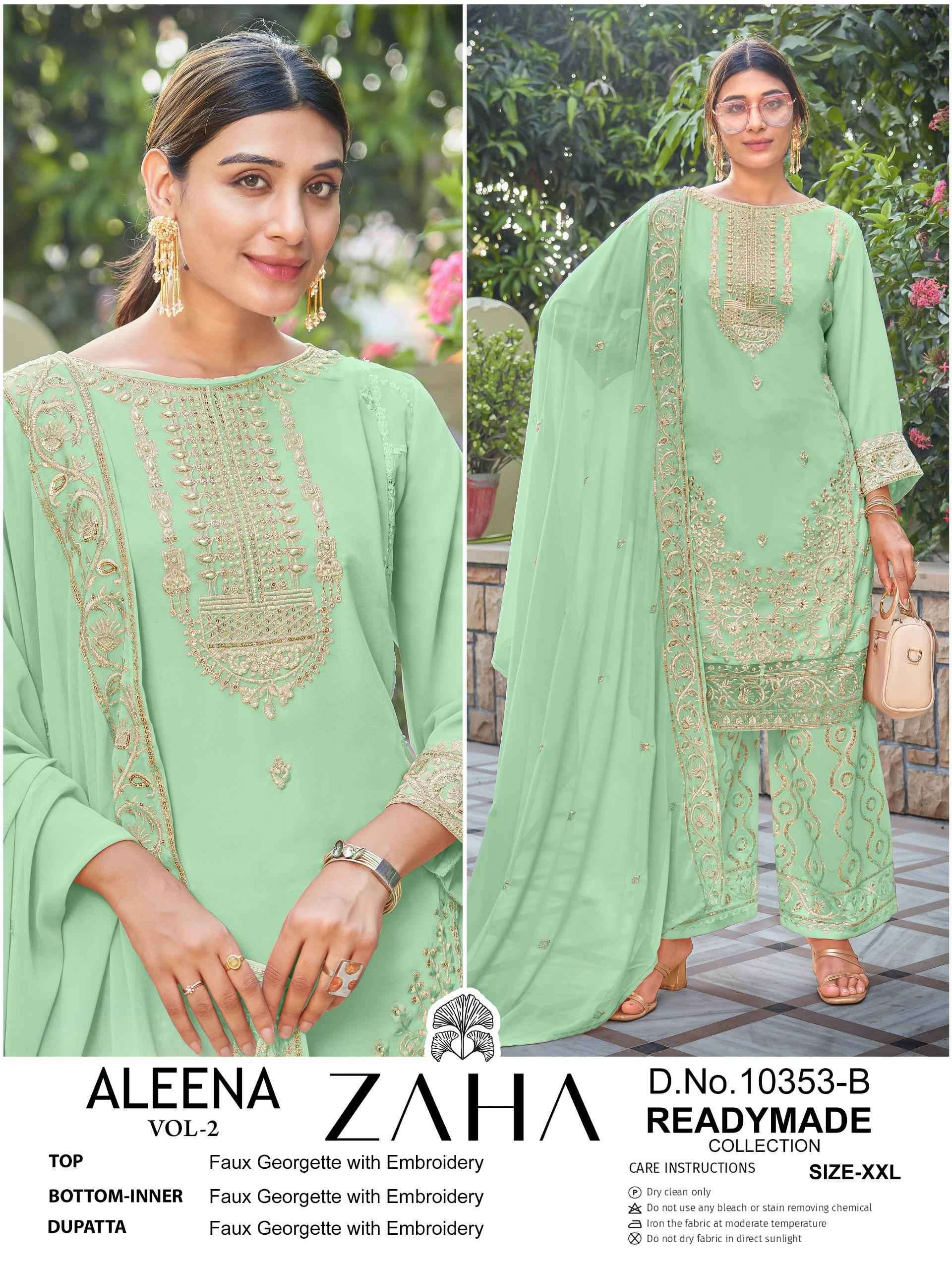 ZAHA ALEENA VOL 2 10353 COLORS DESIGNER READYMADE PAKISTANI SUIT SUPPLIER IN SURAT 