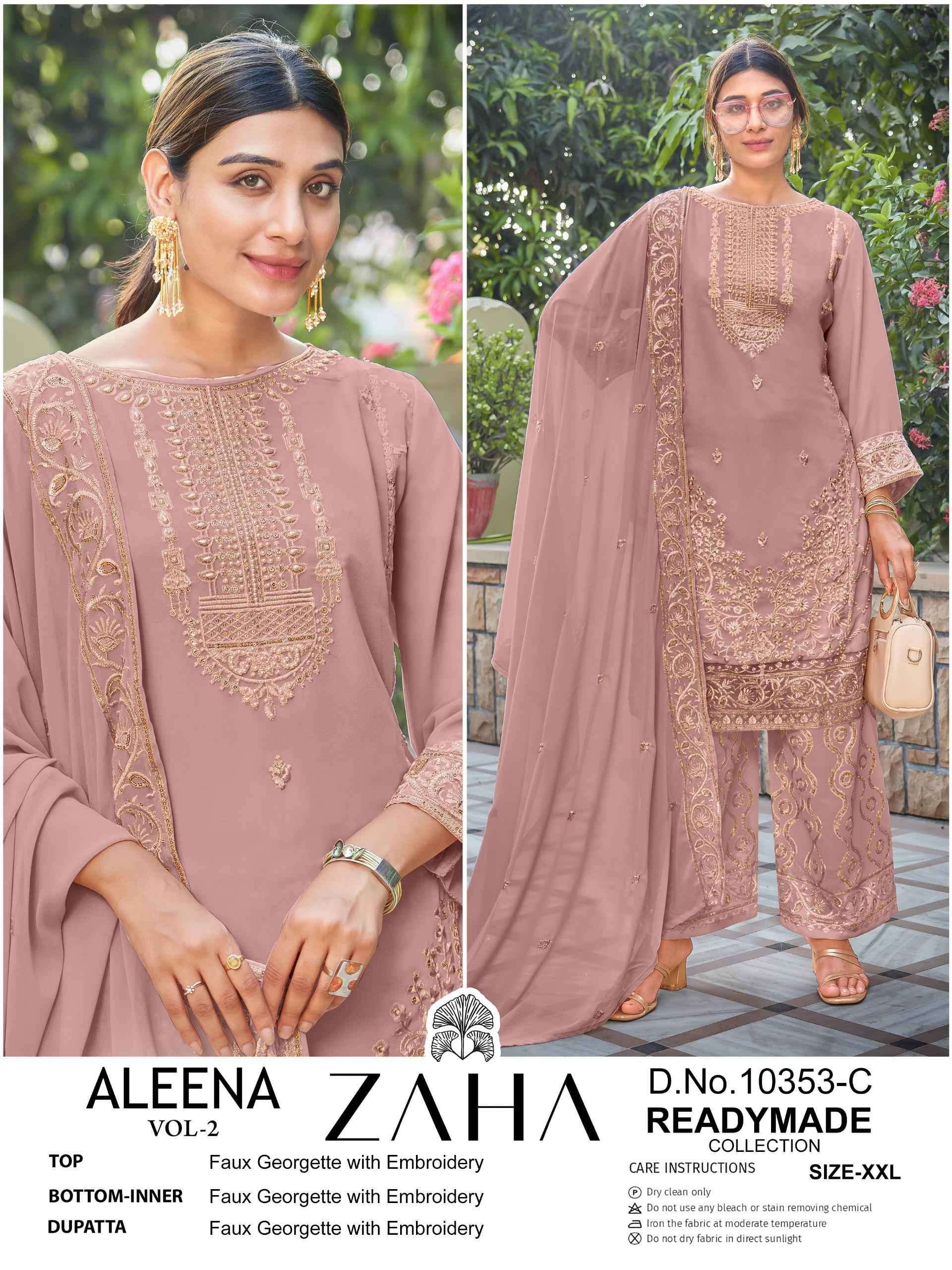 ZAHA ALEENA VOL 2 10353 COLORS DESIGNER READYMADE PAKISTANI SUIT SUPPLIER IN SURAT 
