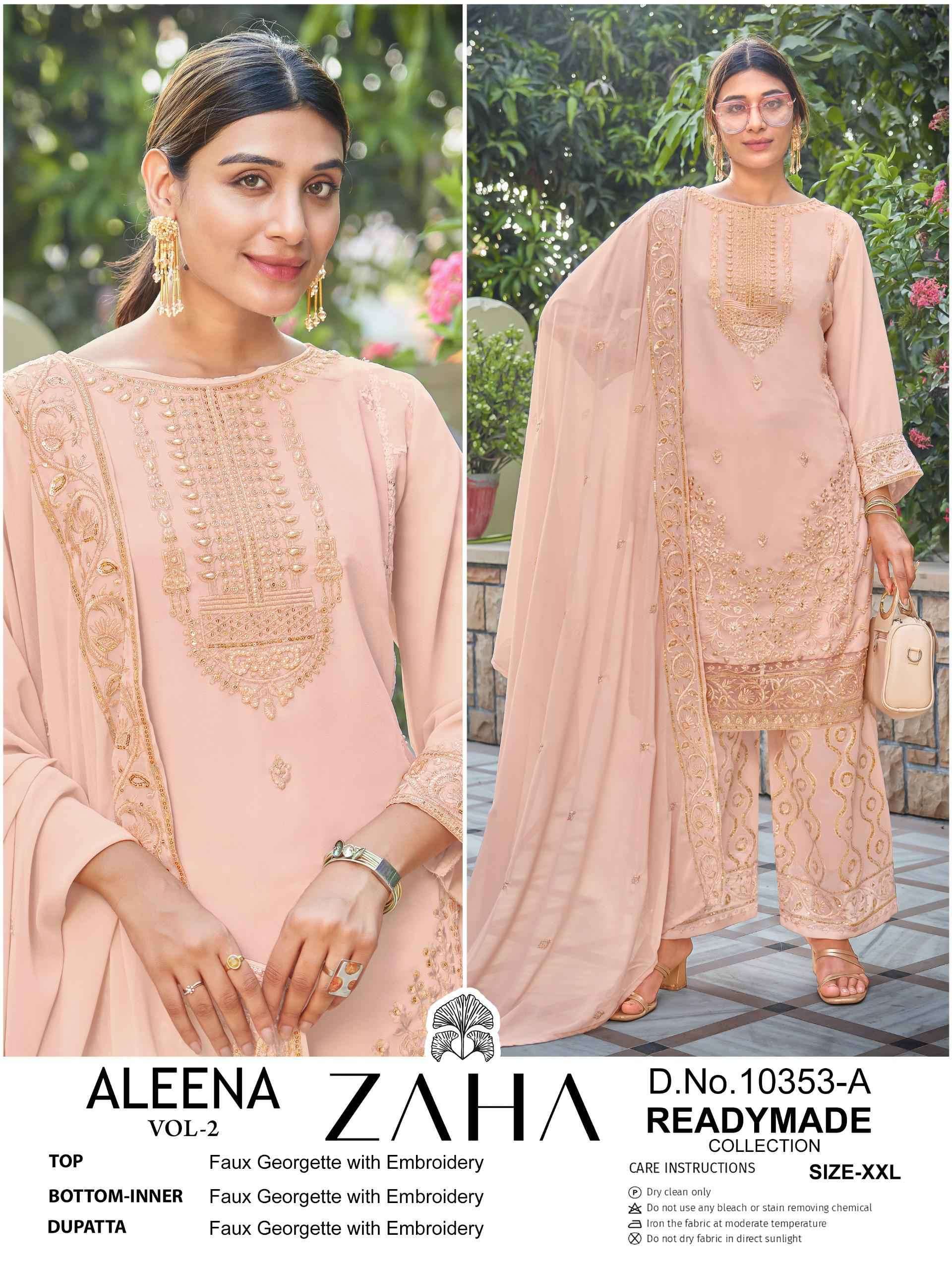 ZAHA ALEENA VOL 2 10353 COLORS DESIGNER READYMADE PAKISTANI SUIT SUPPLIER IN SURAT 