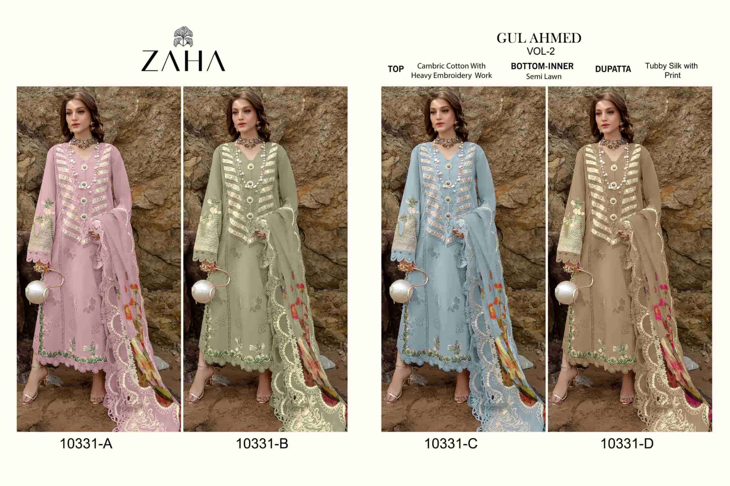 ZAHA GUL AHMED VOL 2 10331 COLORS PAKISTANI DESIGNER COTTON SUIT DEALER IN SURAT 