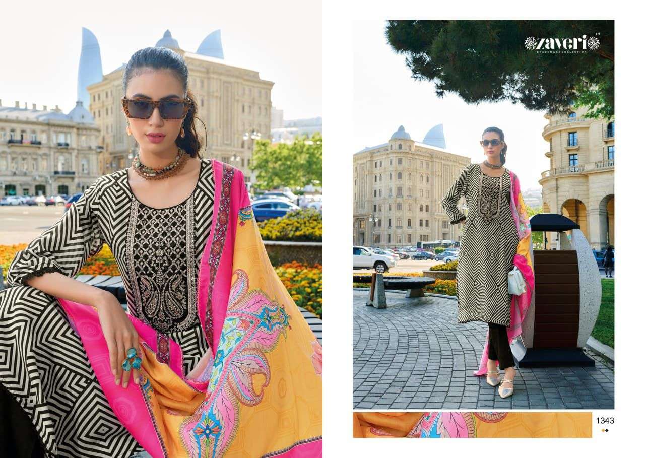 ZAVERI RANGEEN FANCY MUSLIN KURTI PANT WITH DUPATTA LATEST CATALOGUE IN SURAT 