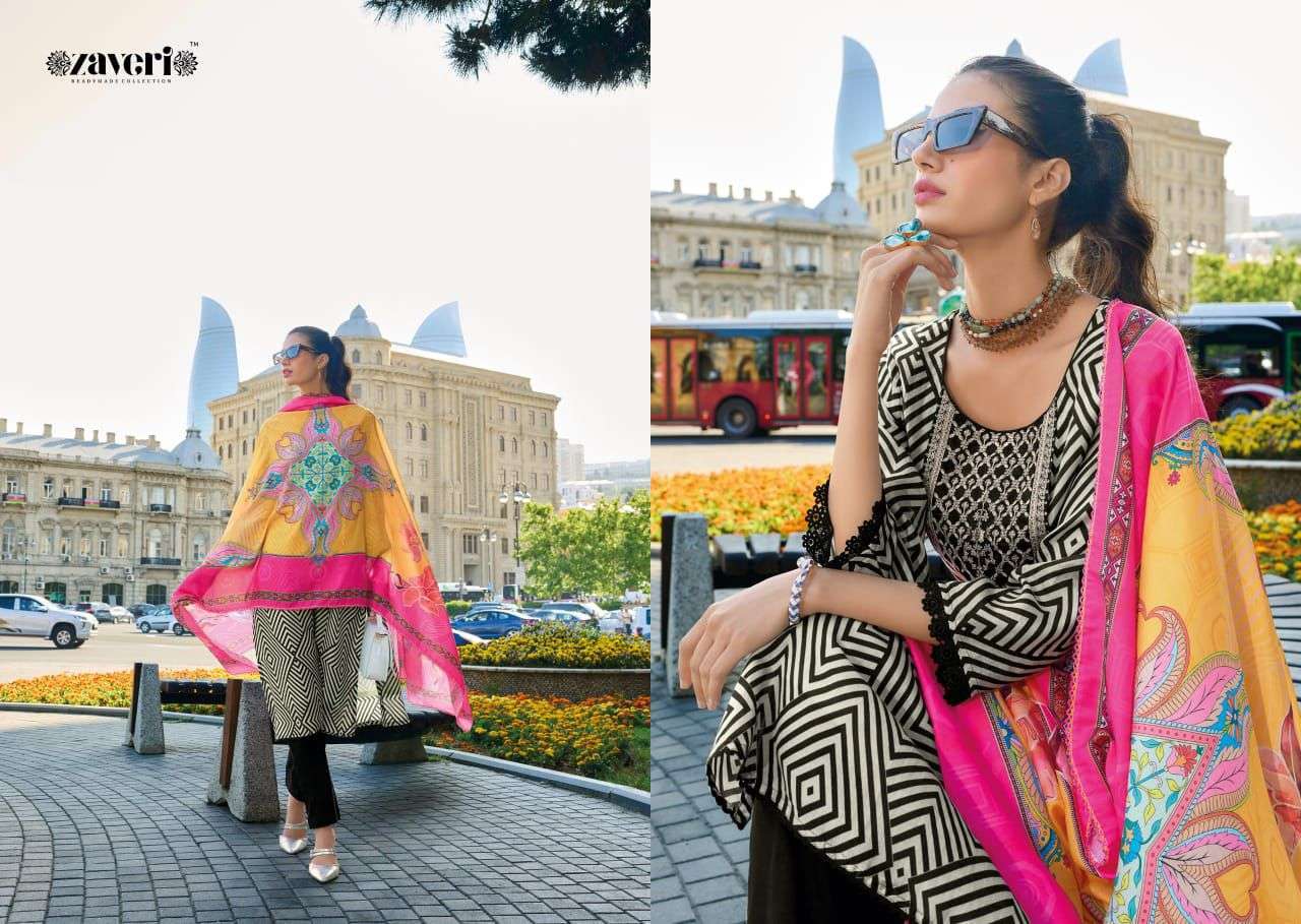 ZAVERI RANGEEN FANCY MUSLIN KURTI PANT WITH DUPATTA LATEST CATALOGUE IN SURAT 
