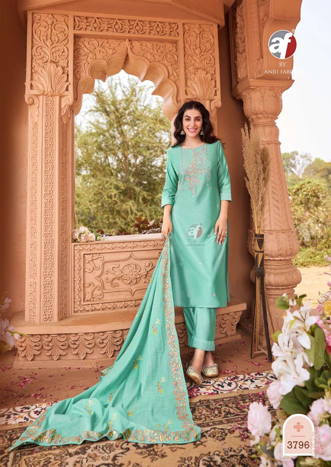 AF STOCK OUT ONCE MORE VOL 4 BY ANJU FABRICS NAYLON PRINT KURTI PANT WITH DUPATTA LATEST CATALOGUE 2024