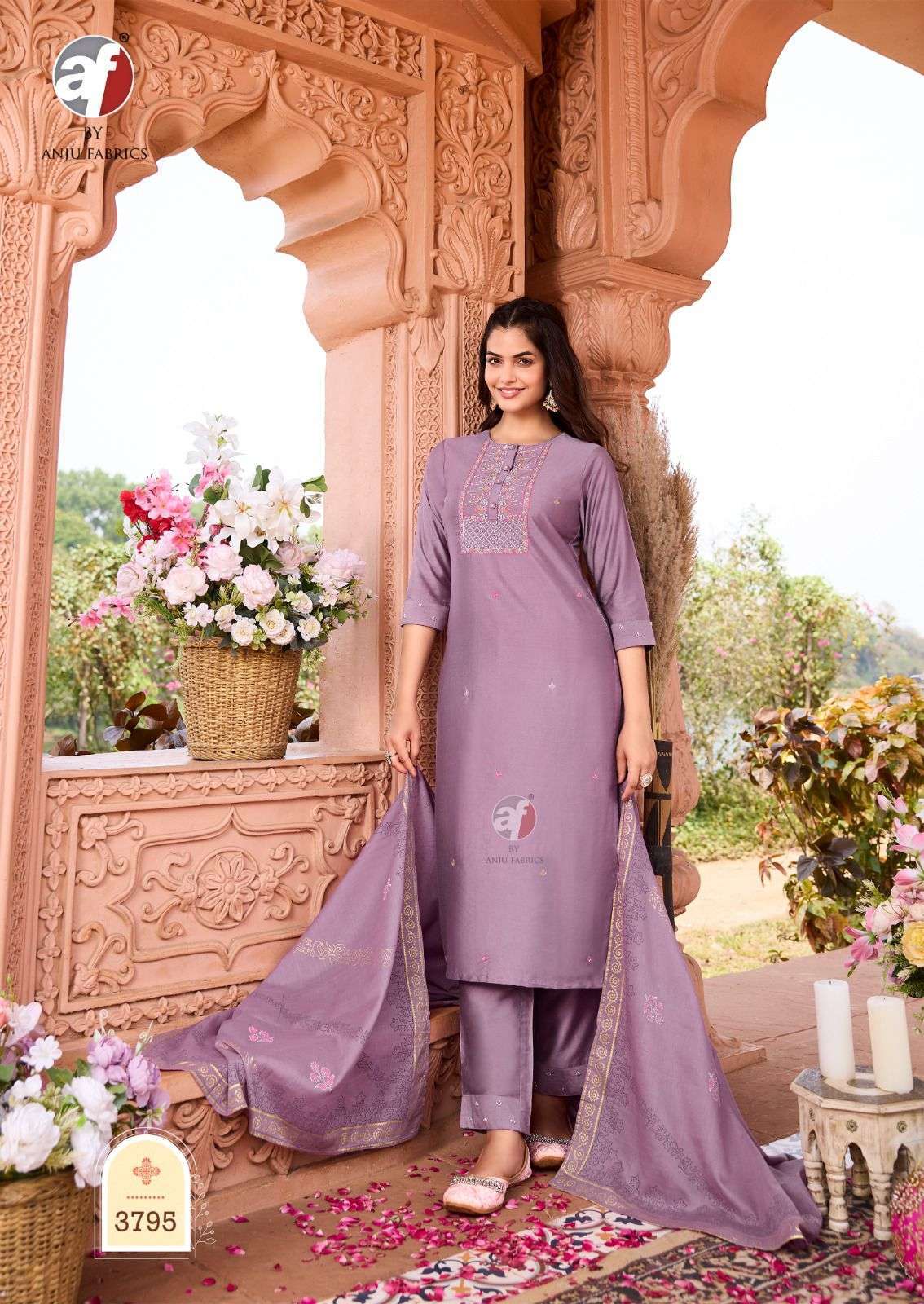 AF STOCK OUT ONCE MORE VOL 4 BY ANJU FABRICS NAYLON PRINT KURTI PANT WITH DUPATTA LATEST CATALOGUE 2024