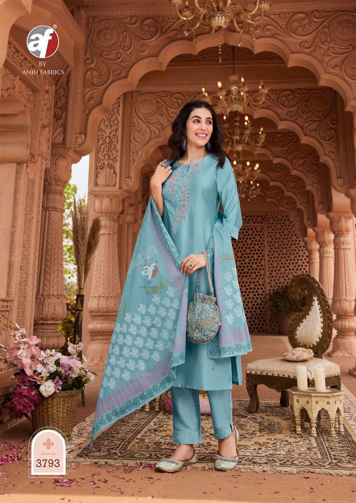AF STOCK OUT ONCE MORE VOL 4 BY ANJU FABRICS NAYLON PRINT KURTI PANT WITH DUPATTA LATEST CATALOGUE 2024