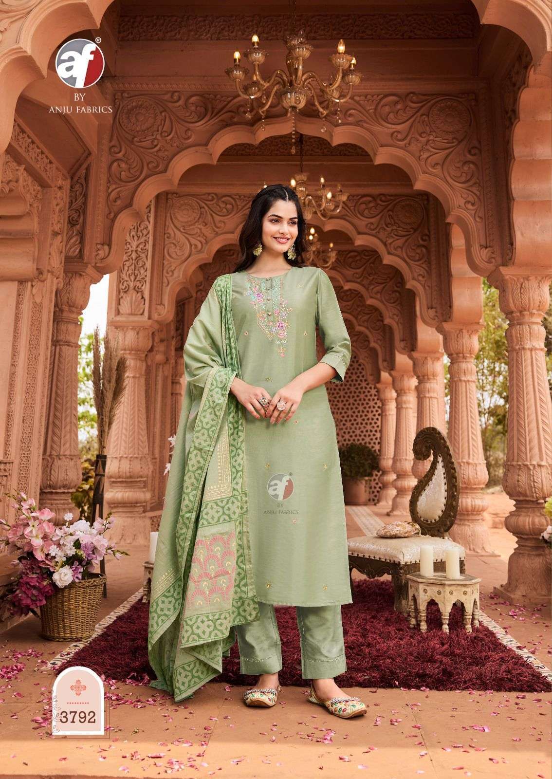 AF STOCK OUT ONCE MORE VOL 4 BY ANJU FABRICS NAYLON PRINT KURTI PANT WITH DUPATTA LATEST CATALOGUE 2024