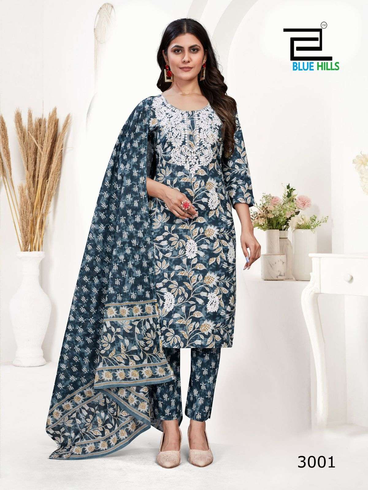 BLUE HILLS KANIKA VOL 3 COTTON TOP BOTTOM WITH DUPATTA LATEST CATALOGUE DEALER IN SURAT 