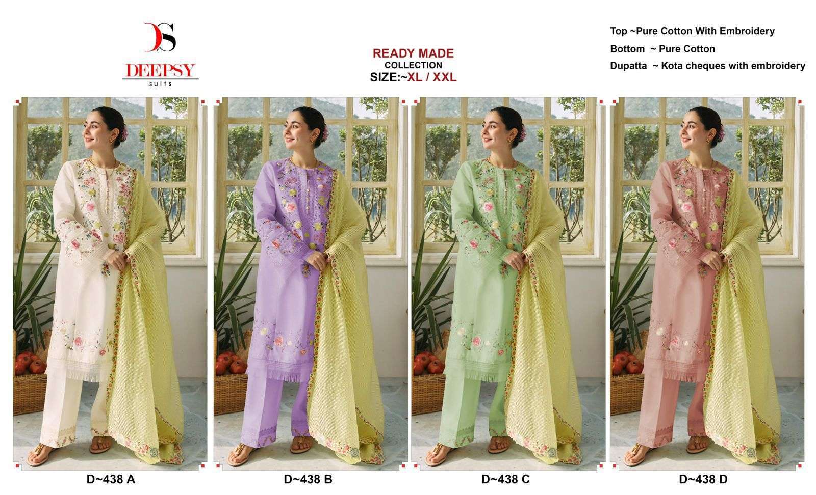 DEEPSY D 438 COLORS READYMADE PAKISTANI SUIT CATALOG DEALER IN SURAT 2024
