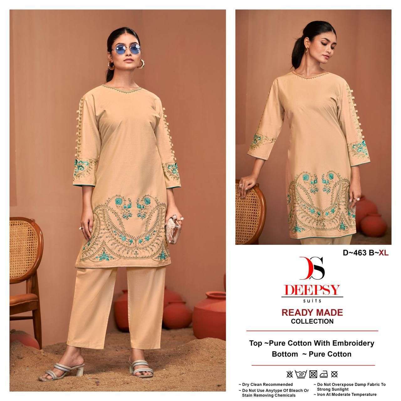 DEEPSY D 463 COLORS EMBROIDERY WORK TOP BOTTOM PAKISTANI DESIGNE WHOLESALE PRICE SURAT 2024