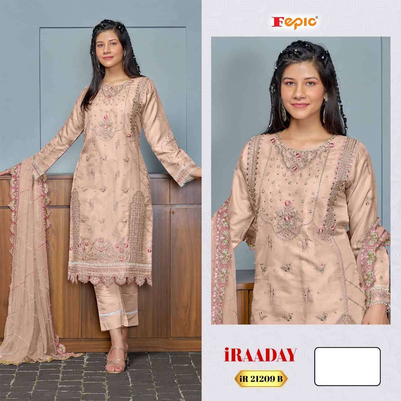 FEPIC IR 21209 COLORS PAKISTANI DESIGNER ORGANZA EMBROIDERED SUIT WHOLESALER