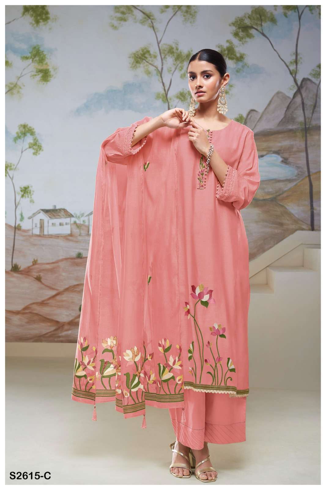 GANGA FASHION ADRIJA 2615 DESIGN SILK GANGA SUIT CATALOGUE WHOLESALER IN SURAT