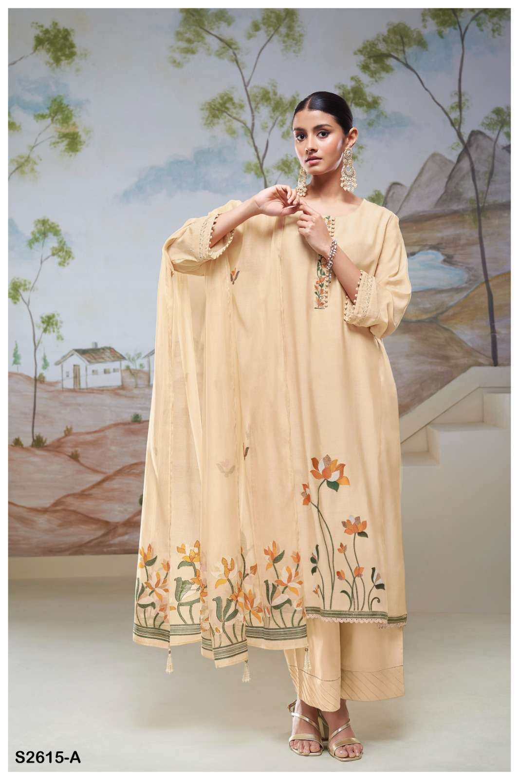 GANGA FASHION ADRIJA 2615 DESIGN SILK GANGA SUIT CATALOGUE WHOLESALER IN SURAT 