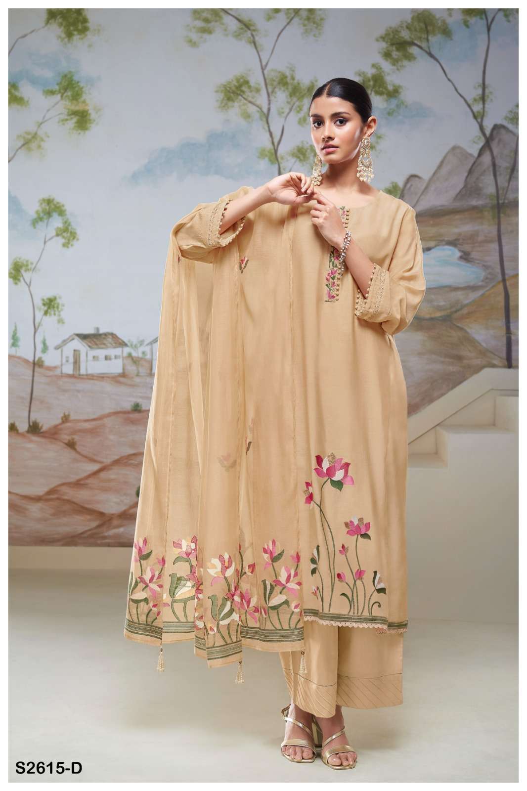 GANGA FASHION ADRIJA 2615 DESIGN SILK GANGA SUIT CATALOGUE WHOLESALER IN SURAT 